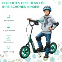 AIYAPLAY Kinderroller, höhenverstellbarer Tretroller für Kinder, mit Bremse, Ständer, 2 Räder, Stahl, Grün(m-7)