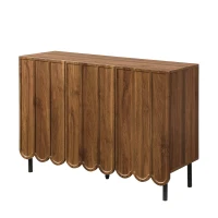 Credenza moderna con 9 ante ondulate, in MDF, 120x35x80 cm, Marrone(m-2)