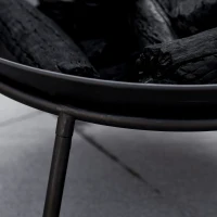 Outsunny Outdoor Fire Pit, Portable Round Firepit with Poker, for Garden, Camping, Bonfire, Picnic, Dia. 47 x 21 cm, Black(m-8)