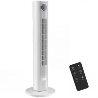 HOMCOM 28dB Tower Fan for Bedroom, 26 ft/s Velocity Standing Cooling Fan with 80° Oscillating, 12 Speeds, LED Display, 4 Modes, 12H Timer, Remote Control, 36 inch, White(m-1)