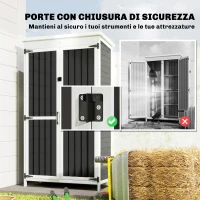 Outsunny Armadio da Giardino con Ripiani Rimovibili e Porta Bloccabile, in Legno e Acciaio, 94x43x166 cm, Bianco e Nero(m-7)