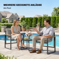 Outsunny Set bistro pentru 2 persoane, set bistro de grădină 3 piese cu cadru metalic și perne groase(m-4)