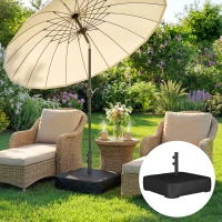 Outsunny Garden Parasol Base 80 kg Sand Filled Heavy Duty Stand for Cantilever Umbrellas and 48 mm Poles Black(m-2)