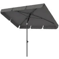 Outsunny Umbrelă de soare dreptunghiulară umbrelă pentru balcon cu înclinare în 3 trepte, mecanism cu manivelă, umbrelă de plajă cu 8 spițe 183x122x222 cm Gri închis(m-6)