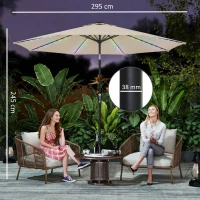 Outsunny 3 m Garden Parasol Umbrella with 112 Solar Powered LED Lights, Patio Umbrella with Crank Handle, Beige(m-3)