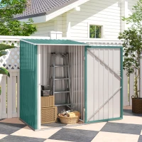 Outsunny 3.3 x 3.4ft Lean To Steel Garden Shed, with Locking Door - Green(m-8)