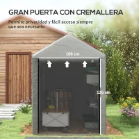 Outsunny Carpa de Jardín para Bicicletas 1,2x1,8x1,65 m con 2 Habitaciones Puerta con Cremallera Impermeable Anti-UV Gris Claro(m-6)