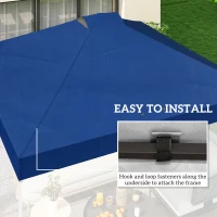 Outsunny Gazebo Roof Replacement UV50+ Waterproof Pop Up Canopy Cover with 8 Drainage Holes 3 x 3 m Blue(m-6)