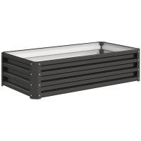 Outsunny Jardinera Elevada Rectangular de Acero Galvanizado para Cultivar Plantas Flores Hierba 120x60x30,5 cm Gris