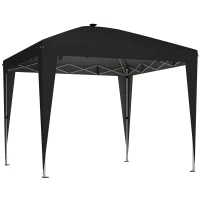Outsunny Gazebo 3x3 m Pieghevole ad Altezza Regolabile con Luce Centrale e Telecomando, in Metallo e Poliestere, Nero(m-1)