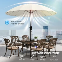 Outsunny 2 m Shanghai Garden Parasol Umbrella with 16 Fibreglass Ribs, Outdoor Parasol Sun Shade with Crank & Tilt, Cream White(m-4)