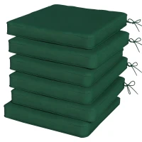 Outsunny Set of 6 Chair Cushion Seat Pads Dining Chair w/ Straps, Indoor Outdoor Removable Tie On Garden Patio, Green(m-11)