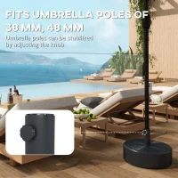 Outsunny Patio Umbrella Base 22kg Sand Filled Garden Parasol Stand forfor 38mm/48mm Poles, Black(m-5)