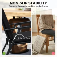 Outsunny Outdoor Seat Cushions Set of 2 with Ties, Waterproof Garden Seat Pads, Black(m-6)