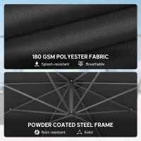 Outsunny 3 m Overhanging Cantilever Parasol, with Cross Base - Black(m-5)