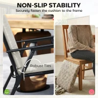 Outsunny Outdoor Seat Cushions Set of 2 with Ties, Waterproof Garden Seat Pads, Cream White(m-6)