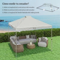 Outsunny Toit de Pergola de Rechange 3x3 m Toit de Rechange pour Tente Pliante en Tissu Oxford 210D Protection UV 50+ Blanc(m-3)