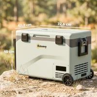 Outsunny 42,5 liter compressorkoelbox stil elektrisch mini-koelkast tot -20℃ koelbox met Bluetooth wielen handgreep telefoonhouder(m-3)