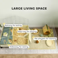 PawHut Klatka dla małych zwierząt z wybiegem, z butelką, Biała(m-4)