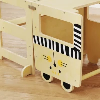 AIYAPLAY Tour d'apprentissage 3 en 1 pliable convertible en bureau et chaise avec tableau motifs de chats naturel(m-4)