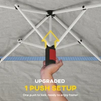 Outsunny 3.5 x 3.5 m Pop Up Gazebo with One-Push Setup, UPF50+ Double Tier Garden Party Tent Marquee with Carry Bag, Blue(m-6)