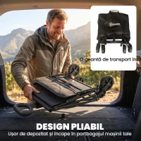 Outsunny Cărucior de Grădină 72L Pliabil cu Mâner Reglabil, din Oțel și Material Oxford, 114x46x92 cm, Negru(m-4)