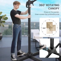 Outsunny 3 x 3 m Cantilever Parasol, Square Patio Umbrella with Crank Handle, Cross Base, Tilt, 360° Rotation, Khaki(m-5)