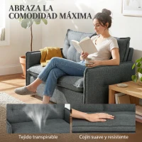 HOMCOM Sofá de 2 Plazas Tapizado en Lino con Acolchado Grueso, Diseño Capitoné para Espacios Pequeños 131x75x85 cm Gris Oscuro(m-4)