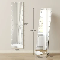 HOMCOM Specchio a Figura Intera 150x40 cm, Specchio da Terra RGB-LED con 21 Lampadine, 7 Tonalità, Interruttore Touch di Funzione Memoria(m-3)