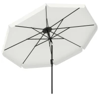 Outsunny 3 m Garden Parasol with Tilt Mechanism & Crank Handle, UPF 30+ Patio Umbrella Outdoor Table Umbrella, Cream White(m-10)