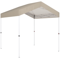 Outsunny Klappbarer Pavillon 2,4x2,4 m Pop-up UPF50+ Zentralverschluss Höhenverstellbar Tragetasche Sandsäcke Beige