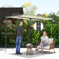 Outsunny Ombrellone rotante a 180° con altezza regolabile, 150x205 cm, Beige(m-3)