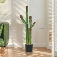 HOMCOM Plantă artificială de interior 111 cm, cactus artificial în ghiveci, pentru casă, birou, living, dormitor, verde(m-3)