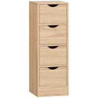 HOMCOM Mueble de Baño Ahorrador de Espacio con 4 Cajones y Tiradores Tallados Estilo Nórdico, 29x29x83 cm, Madera Natural