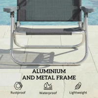 Outsunny Espreguiçadeira dobrável espreguiçadeira de jardim com almofada toldo ajustável encosto com 6 posições 62 x 68 x 79 cm cinza escuro(m-4)