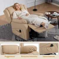 HOMCOM Fauteuil Relax Inclinable avec 8 Points de Massage Chauffants et Repose-pieds, 87x97X100 cm, Beige(m-5)