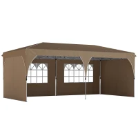Outsunny Tonnelle pliante 6x3 m avec bandes réfléchissantes UPF 50+ montage facile système de verrouillage central imperméable beige(m-7)