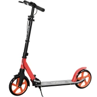 HOMCOM Klapp-Scooter für Erwachsene und Kinder ab 14 Jahren, Scooter mit verstellbarem Lenker 91,5x36,5x91-104 cm Rot(m-1)