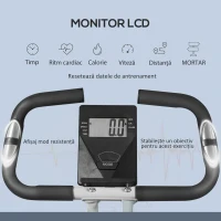 SPORTNOW Bicicletă fitness pliabilă magnetică, 8 niveluri, afișaj LCD, roți și șa reglabilă, negru(m-4)