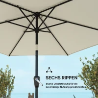 Outsunny Sonnenschirm 270 cm knickbar Balkonschirm mit Kurbel UV 50+ Gartenschirm Cremeweiß(m-6)