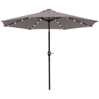 Outsunny Parasol de jardin inclinable Ø265 cm avec 32 LED solaires et manivelle, gris