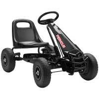 AIYAPLAY Go-Kart per bambini a pedali con sedile regolabile e pneumatici EVA, frizione manuale e freno, 110x61x62 cm, nero(m-1)