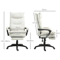 Vinsetto Sedia da ufficio massaggiante, ergonomica, girevole e regolabile, bianco crema(m-3)