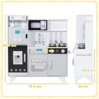 AIYAPLAY Cucina giocattolo legno con suoni e accessori in acciaio, Bianco(m-3)