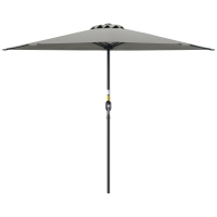 Outsunny Parasol mural demi-lune gain de place avec ouverture à manivelle, 2.7x2.4 m, Gris clair