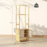 HOMCOM Appendiabiti in bambù con scarpiera e barra appendiabiti, 53x31x168 cm, Legno naturale(m-3)