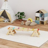 AIYAPLAY Altalena da Giardino per bambini 2-in-1 con Trave in Legno e Tavola di equilibrio, 133x38x24 cm, Multicolore(m-4)