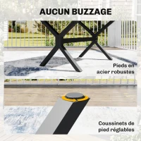 Outsunny Table de Jardin Extensible Aluminium Table de Repas Extérieure Effet Bois 8-10 Personnes 214x85x73cm Gris Anthracite(m-6)