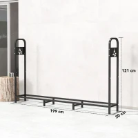 Outsunny Portalegna in metallo carico 300 kg con design a fiamma, Nero(m-3)