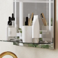 kleankin Miroir pour Salle de Bain 60x80 cm avec 3 Couleurs de Lumière Étagère en Verre Fonction Mémoire et Interrupteur Tactile Argent(m-5)
